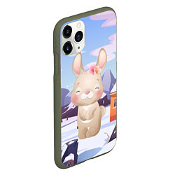 Чехол iPhone 11 Pro матовый Зайка зима, цвет: 3D-темно-зеленый — фото 2