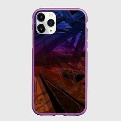 Чехол iPhone 11 Pro матовый Абстрактный черный узор на сиреневом, коричневом ф, цвет: 3D-фиолетовый