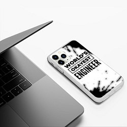 Чехол iPhone 11 Pro матовый Worlds okayest engineer - white, цвет: 3D-белый — фото 2