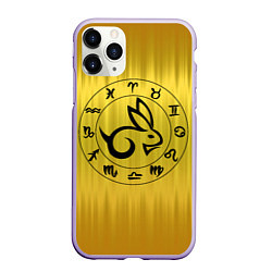 Чехол iPhone 11 Pro матовый Черный кролик и знаки зодиака, цвет: 3D-светло-сиреневый