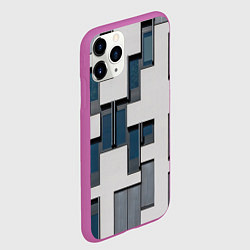 Чехол iPhone 11 Pro матовый Абстрактный лабиринт из окон и стен, цвет: 3D-фиолетовый — фото 2