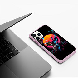 Чехол iPhone 11 Pro матовый Олень - диджитал арт, цвет: 3D-розовый — фото 2
