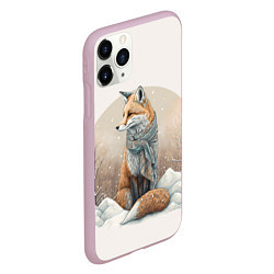 Чехол iPhone 11 Pro матовый Лисица и сугроб, цвет: 3D-розовый — фото 2