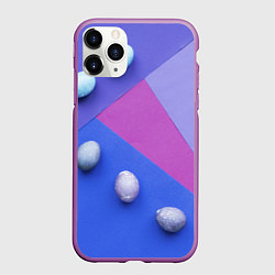 Чехол iPhone 11 Pro матовый Линии, фигуры, геометрия и сливы, цвет: 3D-фиолетовый