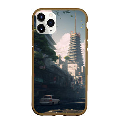 Чехол iPhone 11 Pro матовый Пустынная улица Токио, цвет: 3D-коричневый