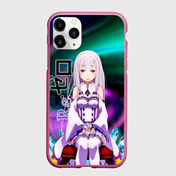 Чехол iPhone 11 Pro матовый Re: Zero - Emilia, цвет: 3D-малиновый