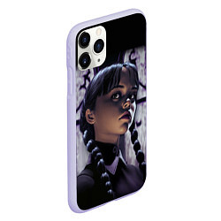 Чехол iPhone 11 Pro матовый Уэнсдэй, дочь Гомеса и Мортиши Аддамс, цвет: 3D-светло-сиреневый — фото 2