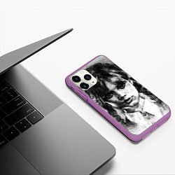 Чехол iPhone 11 Pro матовый Уэнсдэй рисунок, цвет: 3D-фиолетовый — фото 2
