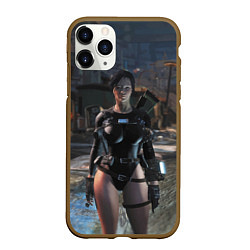 Чехол iPhone 11 Pro матовый Fallout 4 - бронированный купальник, цвет: 3D-коричневый