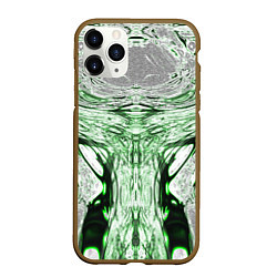 Чехол iPhone 11 Pro матовый Зеленый узор, цвет: 3D-коричневый