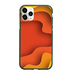 Чехол iPhone 11 Pro матовый Оранжево-жёлтый разлом, цвет: 3D-темно-зеленый