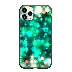 Чехол iPhone 11 Pro матовый Космический принт и звездное сияние вселенной, цвет: 3D-темно-зеленый