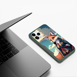 Чехол iPhone 11 Pro матовый Лисица в мегаполисе, цвет: 3D-темно-зеленый — фото 2