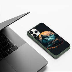 Чехол iPhone 11 Pro матовый Киберпанк авто и горы, цвет: 3D-темно-зеленый — фото 2