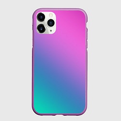 Чехол iPhone 11 Pro матовый Розовый с бирюзовым и синим градиент, цвет: 3D-фиолетовый