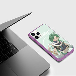 Чехол iPhone 11 Pro матовый Бай Чжу Genshin Impact, цвет: 3D-фиолетовый — фото 2