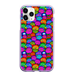 Чехол iPhone 11 Pro матовый Паттерн Маленькие Монстры, цвет: 3D-светло-сиреневый