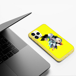 Чехол iPhone 11 Pro матовый Дэвид, Люси и Ребекка - Cyberpunk Edgerunners, цвет: 3D-желтый — фото 2