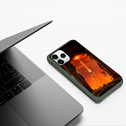 Чехол iPhone 11 Pro матовый Doom врата ада, цвет: 3D-темно-зеленый — фото 2
