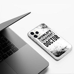 Чехол iPhone 11 Pro матовый Worlds okayest doctor - white, цвет: 3D-белый — фото 2