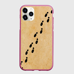 Чехол iPhone 11 Pro матовый Следы мародеров на пергаменте, цвет: 3D-малиновый