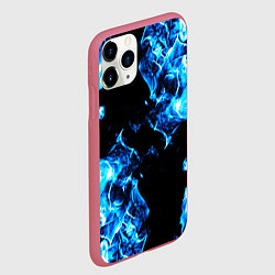 Чехол iPhone 11 Pro матовый Красивый синий огонь, цвет: 3D-малиновый — фото 2