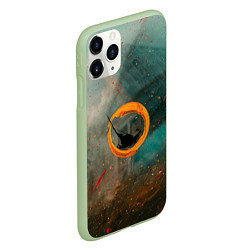 Чехол iPhone 11 Pro матовый Светло-зелёный и оранжевый туман и краски, цвет: 3D-салатовый — фото 2