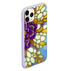 Чехол iPhone 11 Pro матовый Фиалковый букет стеклянный узор, цвет: 3D-светло-сиреневый — фото 2