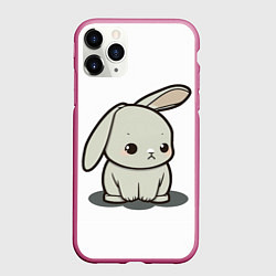 Чехол iPhone 11 Pro матовый Грустный зайчик, цвет: 3D-малиновый