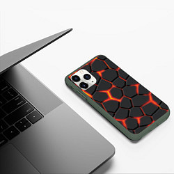 Чехол iPhone 11 Pro матовый Неоновый разлом - жёлтый, цвет: 3D-темно-зеленый — фото 2