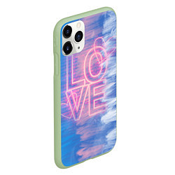 Чехол iPhone 11 Pro матовый Любовь двух сердец, цвет: 3D-салатовый — фото 2