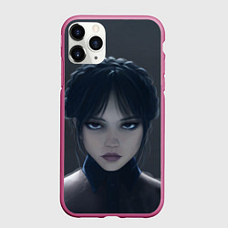 Чехол iPhone 11 Pro матовый Красотка Уэнсдэй - рисунок, цвет: 3D-малиновый