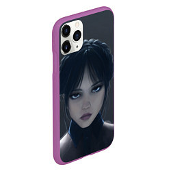 Чехол iPhone 11 Pro матовый Красотка Уэнсдэй - рисунок, цвет: 3D-фиолетовый — фото 2