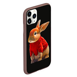 Чехол iPhone 11 Pro матовый Кролик в свитере, цвет: 3D-коричневый — фото 2
