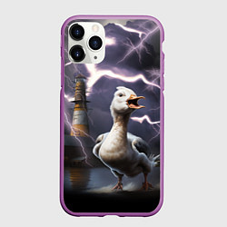 Чехол iPhone 11 Pro матовый Беспокойная утка, цвет: 3D-фиолетовый