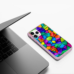 Чехол iPhone 11 Pro матовый Разноцветная мозаика, цвет: 3D-розовый — фото 2