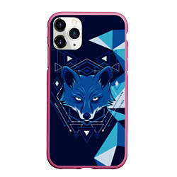 Чехол iPhone 11 Pro матовый Голова синей лисы, цвет: 3D-малиновый