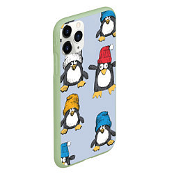 Чехол iPhone 11 Pro матовый Смешные пингвины, цвет: 3D-салатовый — фото 2