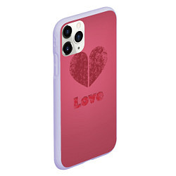 Чехол iPhone 11 Pro матовый Сердце с любовью гранж, цвет: 3D-светло-сиреневый — фото 2