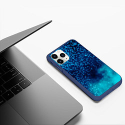 Чехол iPhone 11 Pro матовый Градиент голубой и синий текстурный с блестками, цвет: 3D-тёмно-синий — фото 2