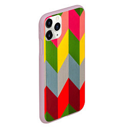 Чехол iPhone 11 Pro матовый Разноцветный ромбический абстрактный паттерн, цвет: 3D-розовый — фото 2