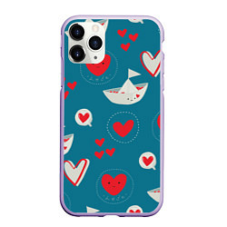 Чехол iPhone 11 Pro матовый Корабль любви, цвет: 3D-светло-сиреневый