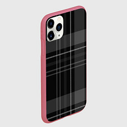 Чехол iPhone 11 Pro матовый Темная клетка, цвет: 3D-малиновый — фото 2