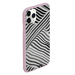 Чехол iPhone 11 Pro матовый Оптическая иллюзия полосы, цвет: 3D-розовый — фото 2