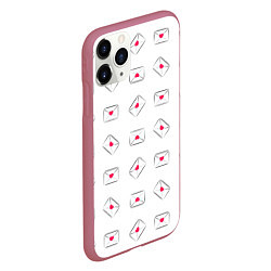 Чехол iPhone 11 Pro матовый Валентинки в конвертах, цвет: 3D-малиновый — фото 2