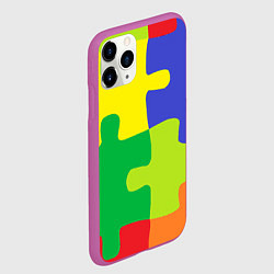 Чехол iPhone 11 Pro матовый Пазлы разноцветные, цвет: 3D-фиолетовый — фото 2