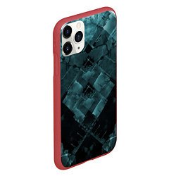 Чехол iPhone 11 Pro матовый Голубые и чёрные полоски, цвет: 3D-красный — фото 2