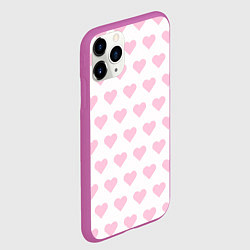 Чехол iPhone 11 Pro матовый Pink hearts, цвет: 3D-фиолетовый — фото 2
