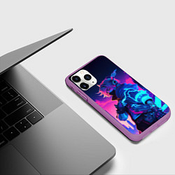 Чехол iPhone 11 Pro матовый Cyber boy Genshin, цвет: 3D-фиолетовый — фото 2