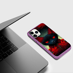 Чехол iPhone 11 Pro матовый Dark cat, цвет: 3D-фиолетовый — фото 2